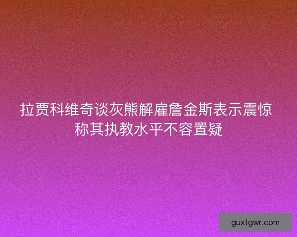 拉贾科维奇谈灰熊解雇詹金斯表示震惊 称其执教水平不容置疑