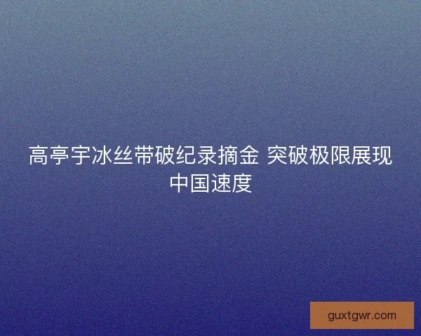 高亭宇冰丝带破纪录摘金 突破极限展现中国速度